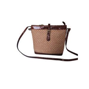 Brahmin Brown & Beige Woven Crossbody Bag